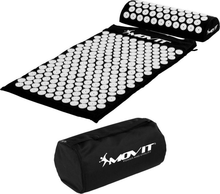 MXSTP Mata do akupresury z poduszką MOVIT 75 x 44 cm, czarna masująca