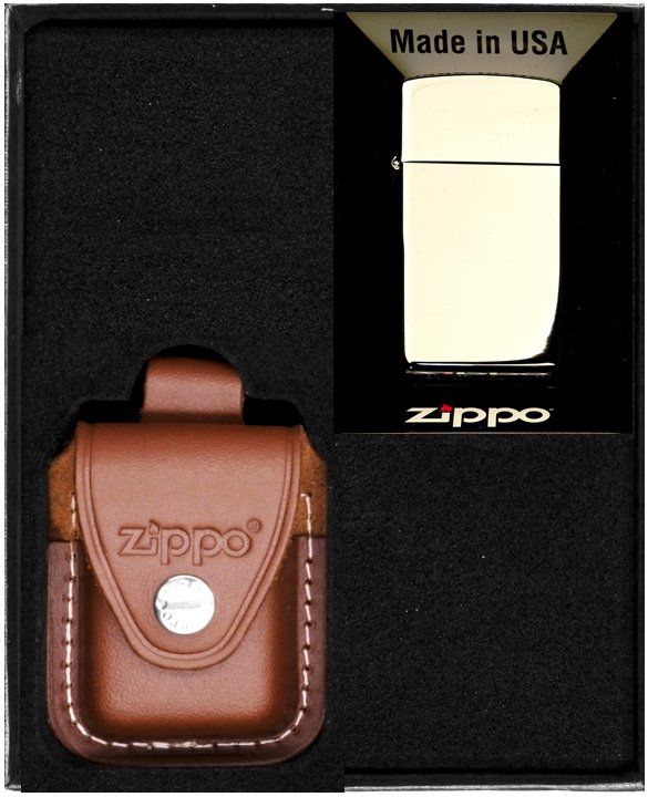 Zestaw ZIPPO Zapalniczka CHROME HIGH POLISH CHROME SLIM Prezentowy No2