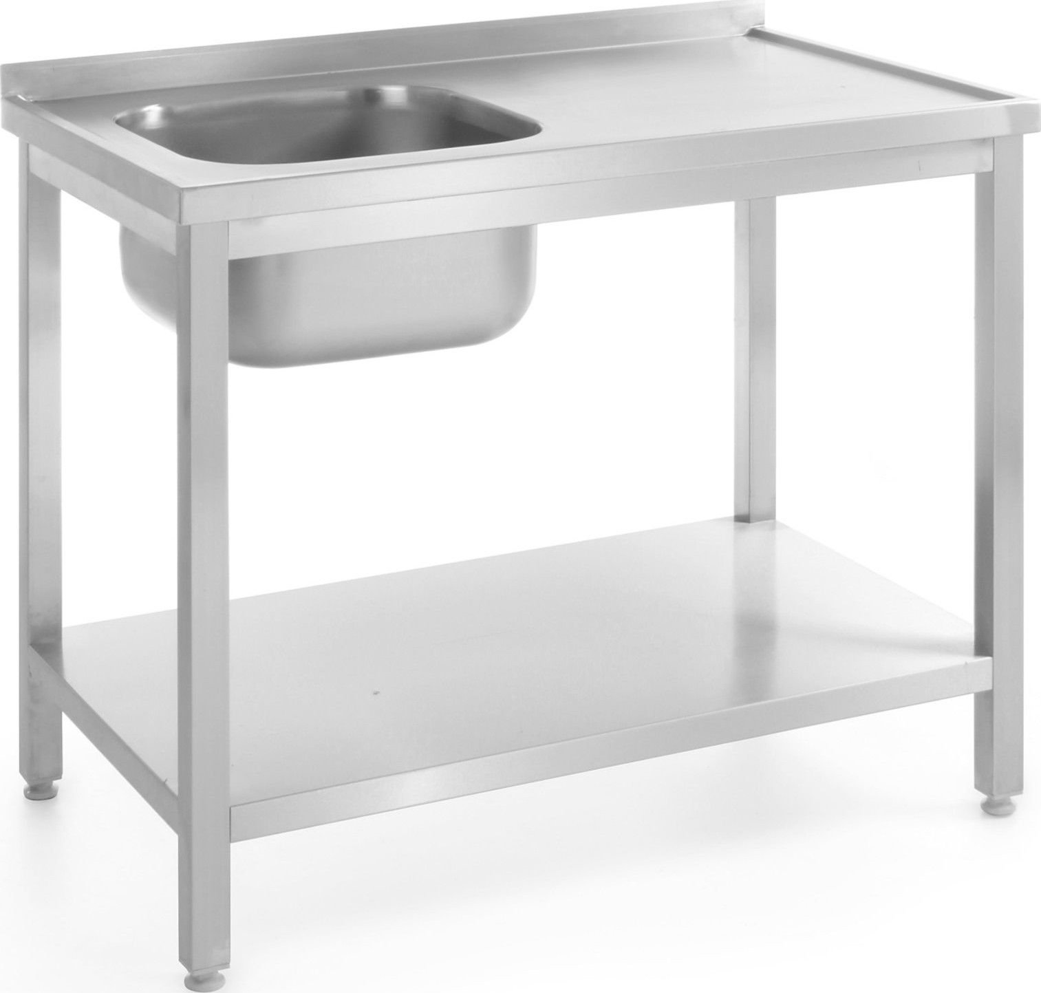 Hendi Stół blat roboczy gastronomiczny przyścienny ze zlewem i półką skręcany 80x60x85 cm LEWY - Hendi 812495 Stół blat roboczy gastronomiczny przyści