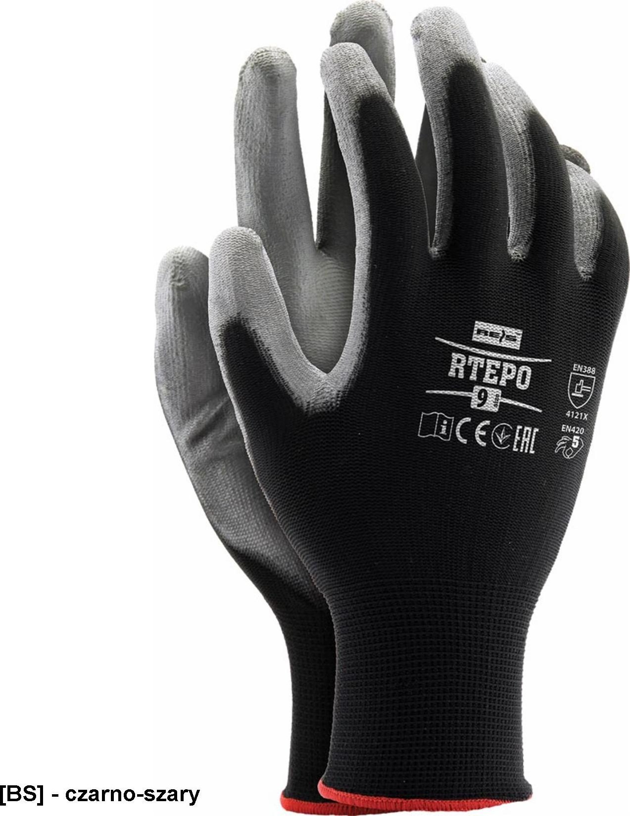 R.E.I.S. RTEPO - rękawice ochronne - czarno-szary 7