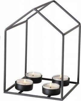 Boltze Świecznik czarny domek ozdobny 20 cm