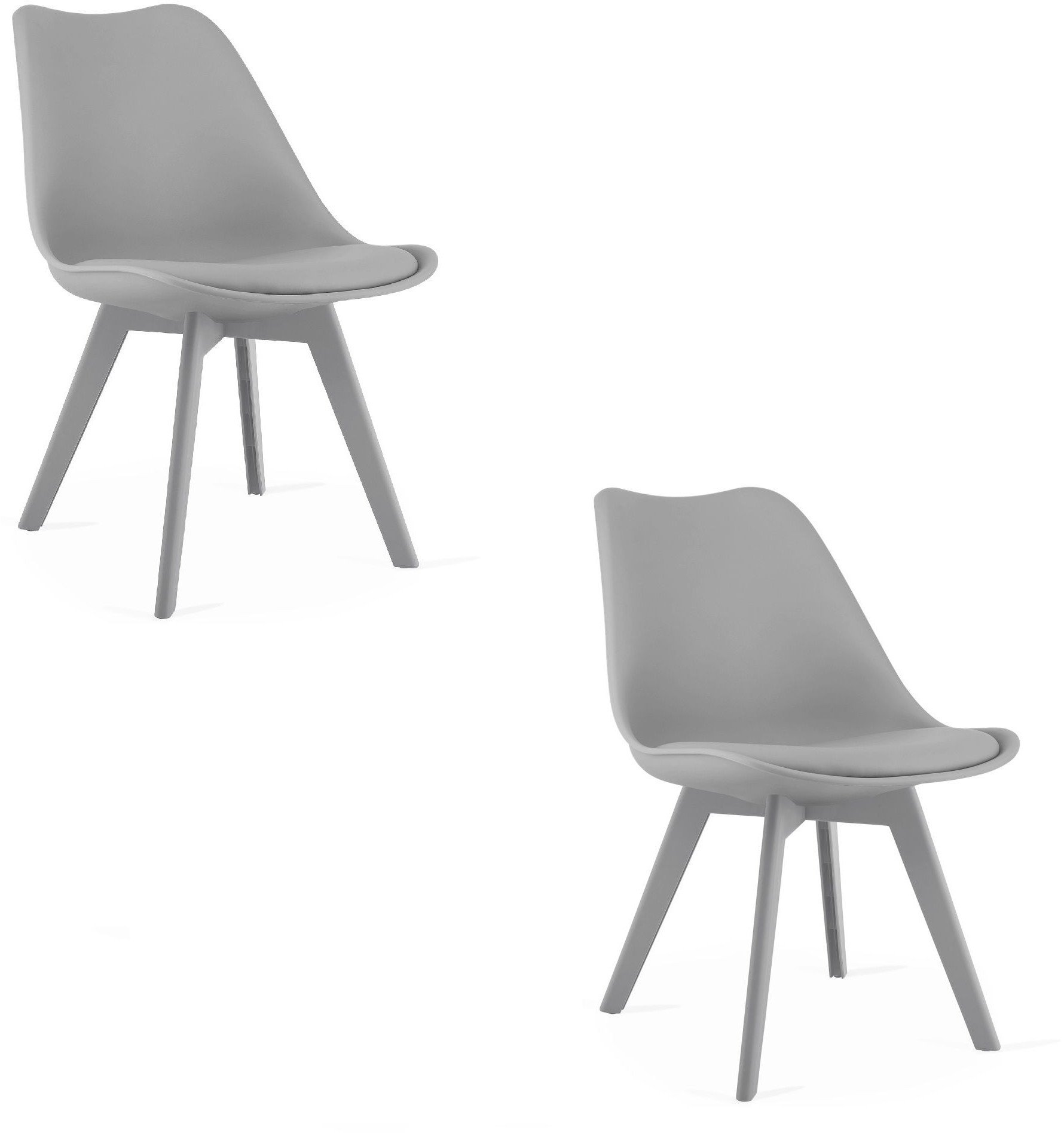 Krzesło szare MARK poduszką z ekoskóry do salonu jadalni i biura x2