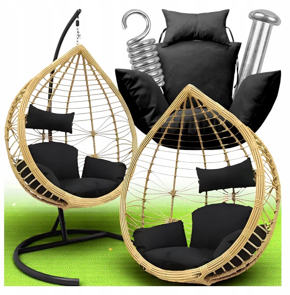 FOTEL WISZĄCY KOKON Z PODUSZKĄ KANZA