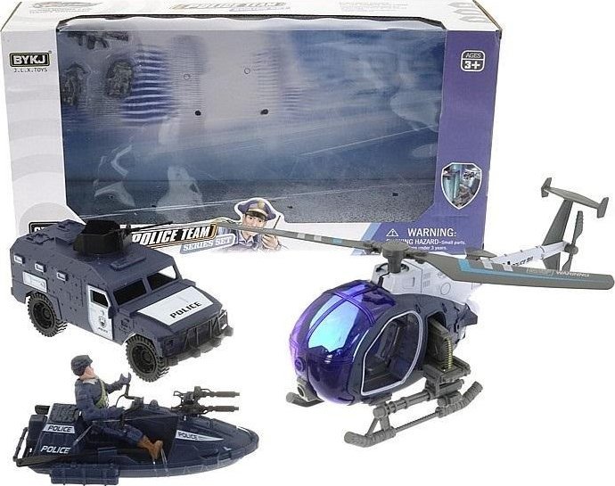 Zestaw pojazdów policyjnych z figurką
