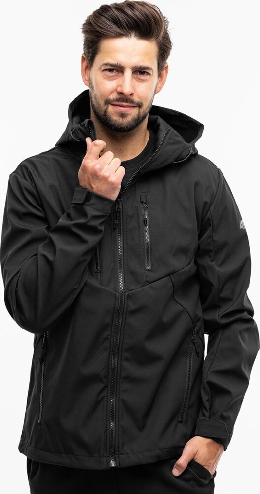 Kurtka męska 4f Kurtka przejściowa softshell z kapturem męska 4F M224 czarna 4FWSS24TSOFM224 20S S