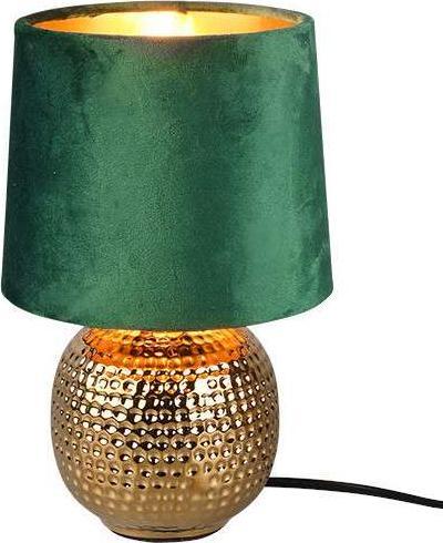 Lampa stołowa RL Light Nocna LAMPKA stojąca SOPHIA R50821015 RL Light stołowa LAMPA abażurowa na biurko ceramiczna zielona złota