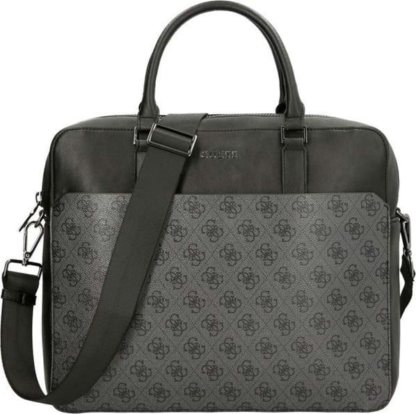 Guess, Vezzola, Polyurethane, Textile Briefcase, Computer, Black, 35 x 29 x 9 cm, For Men For Men