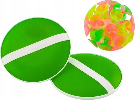 LeanToys Gra Zręcznościowa Paletki Okrągłe Piłka Z Przyssawkami Zielony