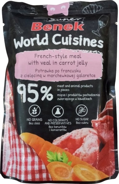 SUPER BENEK SASZ.KOT 100g WORLD CUISINES CIELĘCINA W MARCHEWKOWEJ GALARETCE