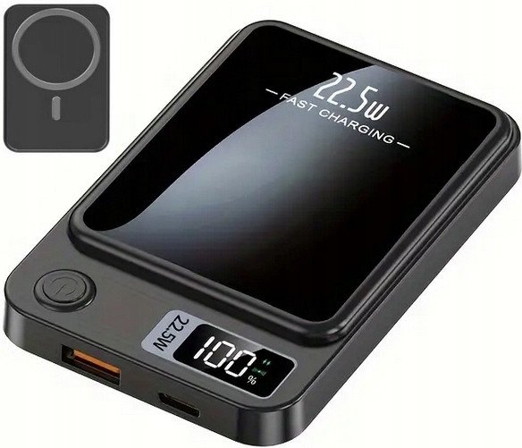 SZYBKI BEZPRZEWODOWY POWER BANK MagSafe INDUKCYJNY 10000mAh 22,5W USB-C