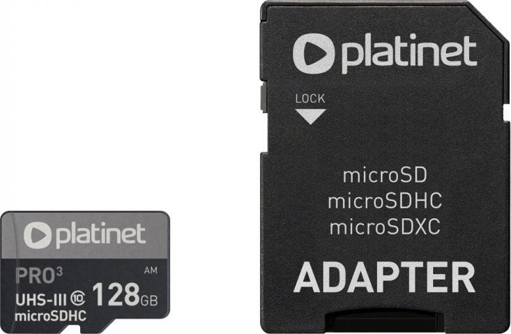 Karta Platinet Pro MicroSDXC 128 GB Class 10 UHS-I/U3 A1 (PMMSDX128UIII)