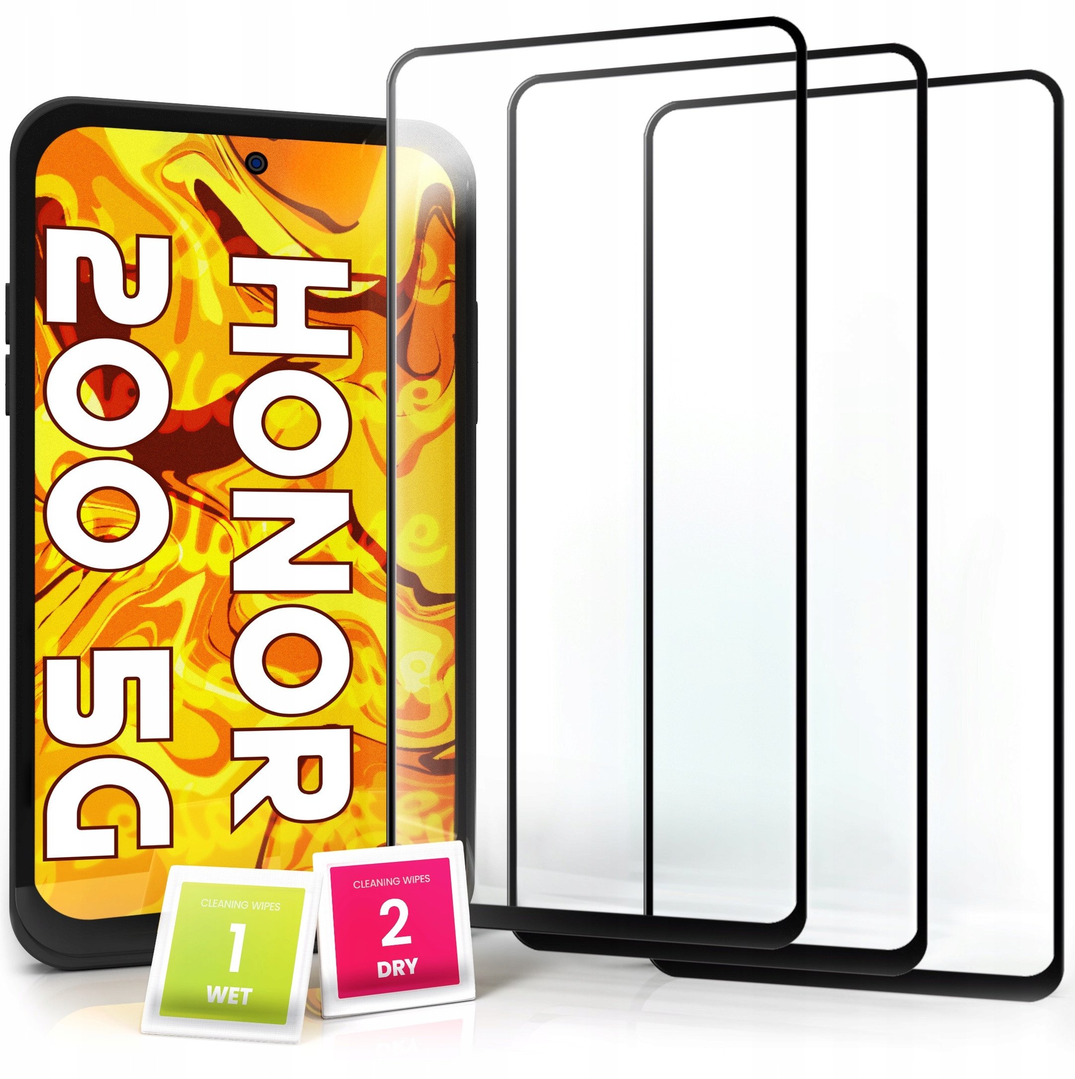 3-PAK Szkło Hartowane do Honor 200 (Pełne 5D, Curved, Zakrzywione, Szybka)