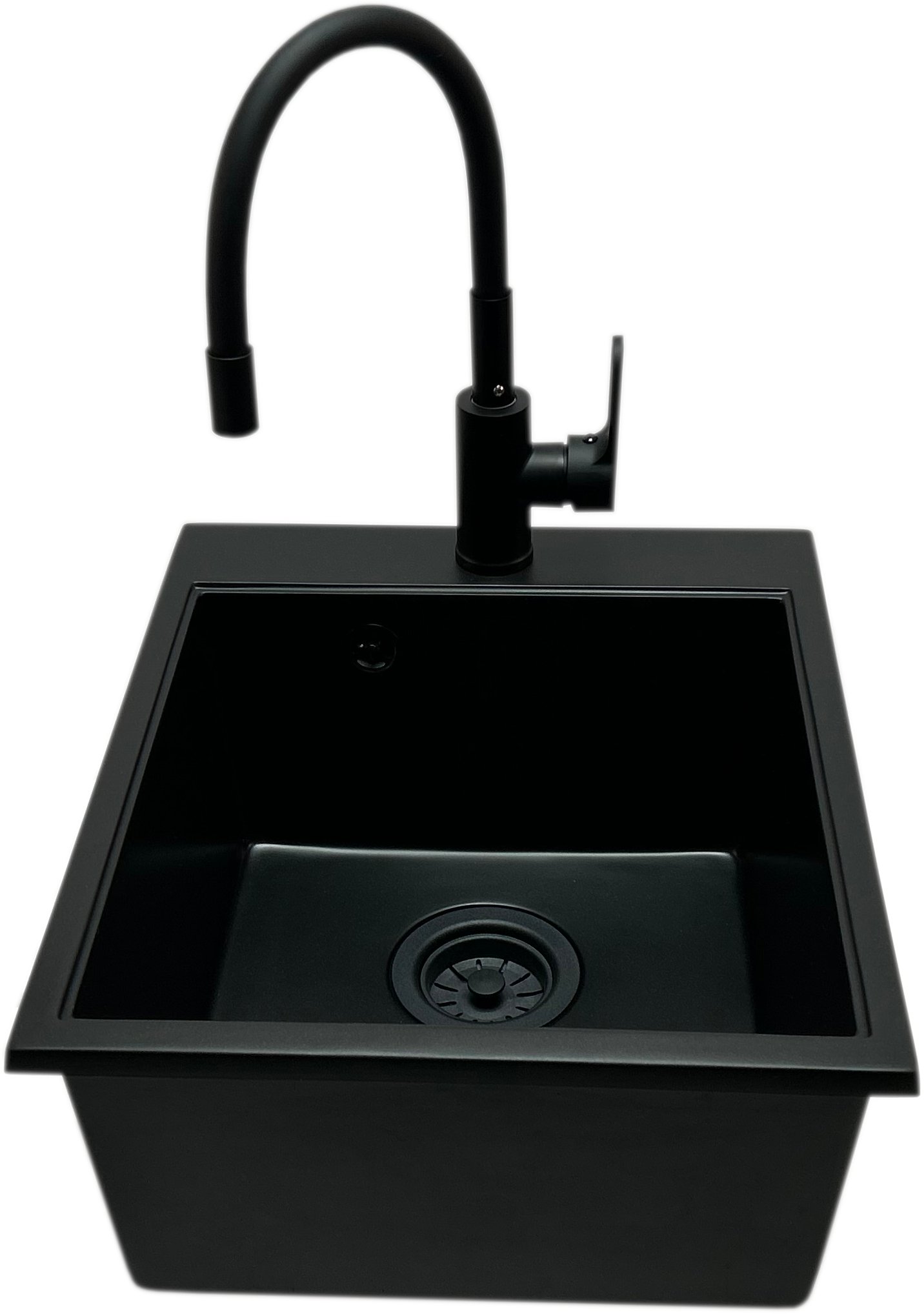 Zlewozmywak jednokomorowy COBALT czarny + bateria flex espia