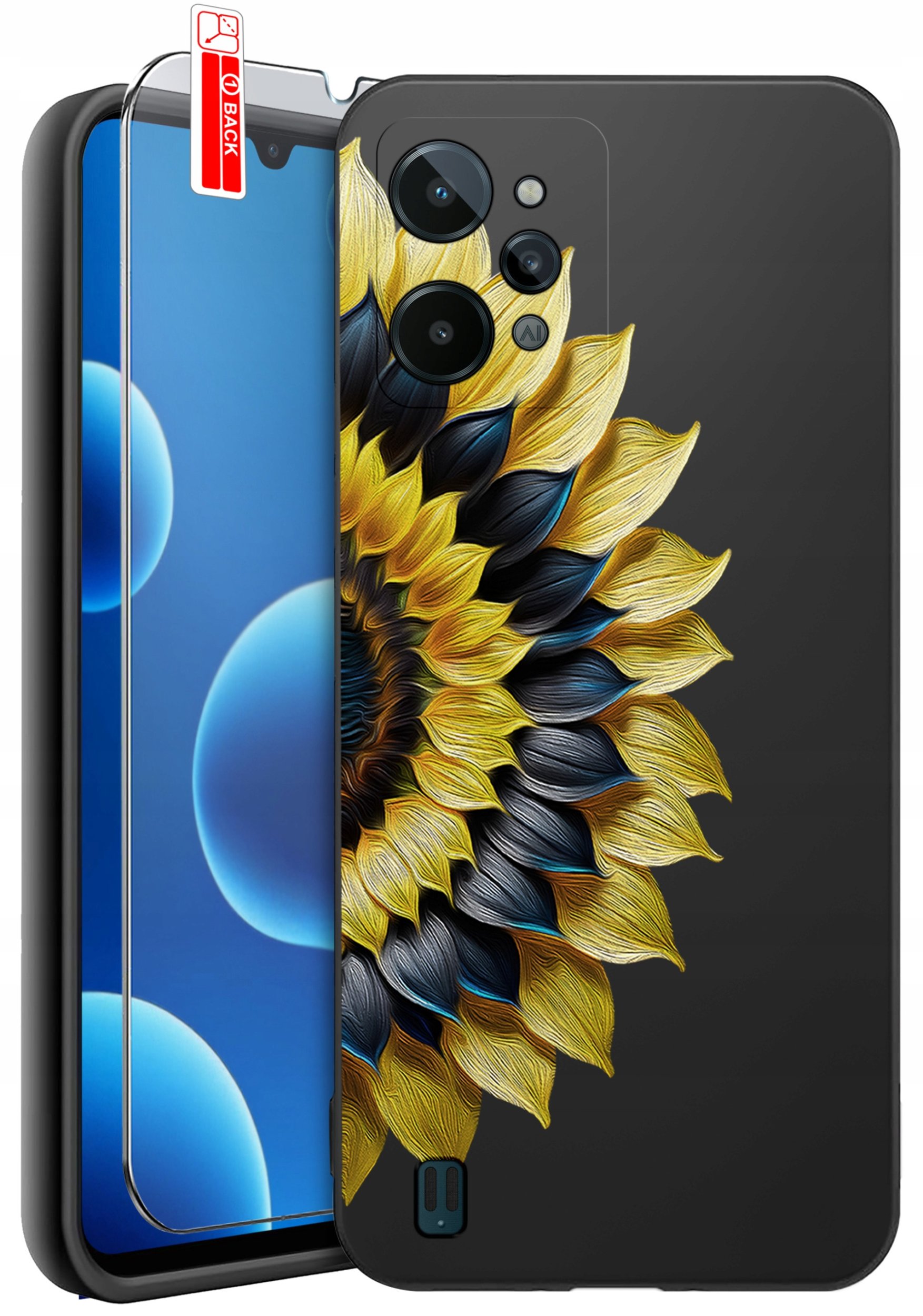 ETUI do Realme C31| WZORY | SILIKONOWE MATT CASE + SZKŁO 9H