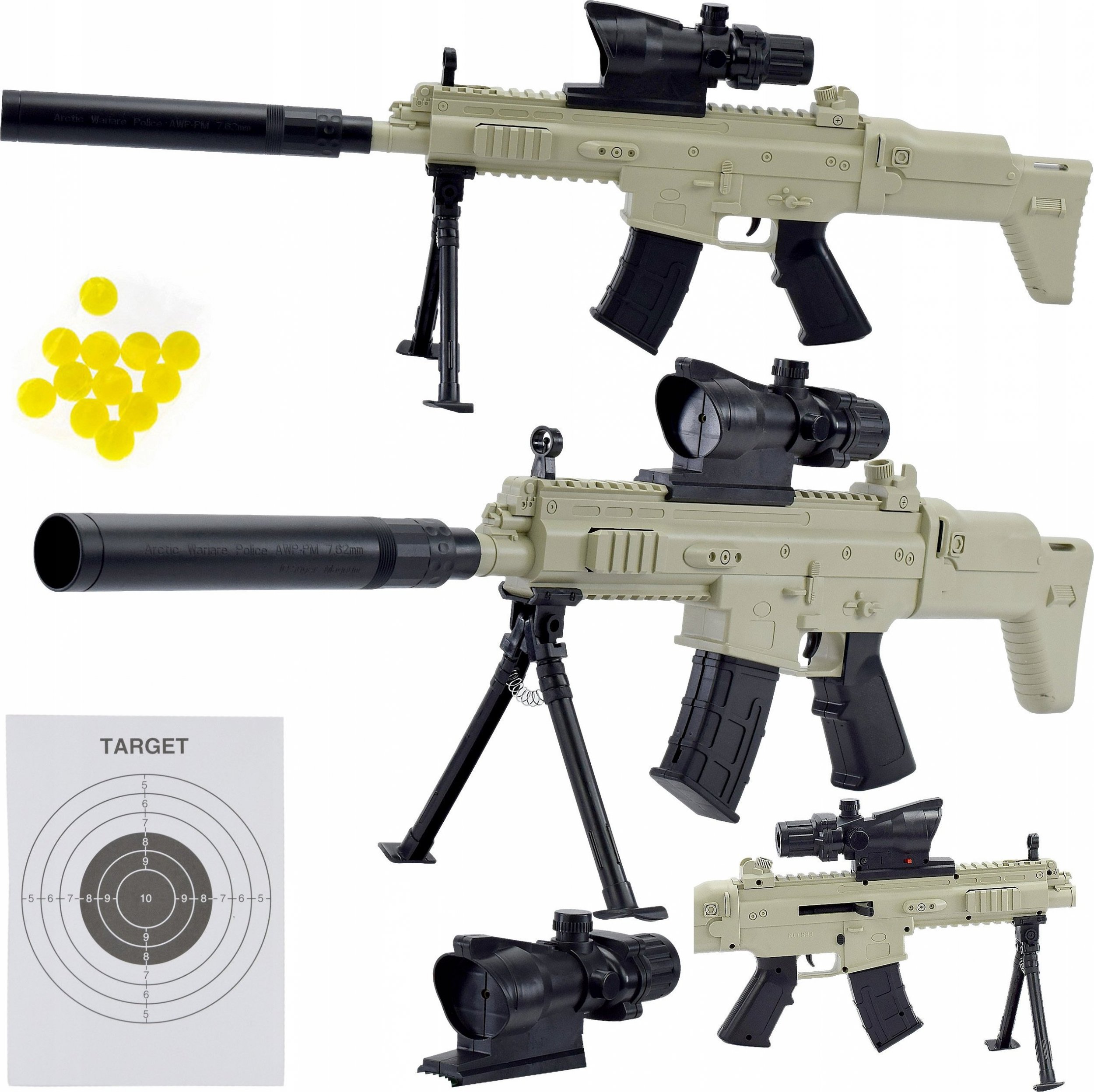 Skleplolki KARABIN PISTOLET NA KULKI TŁUMIK ASG REPLIKA LASER