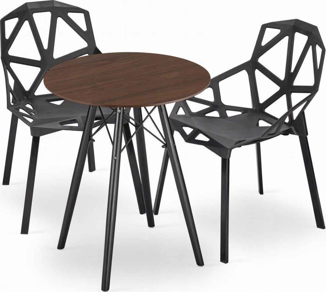 Leobert Zestaw stół okrągły TODI 60 jesion + 2 krzesła ESSEN czarne