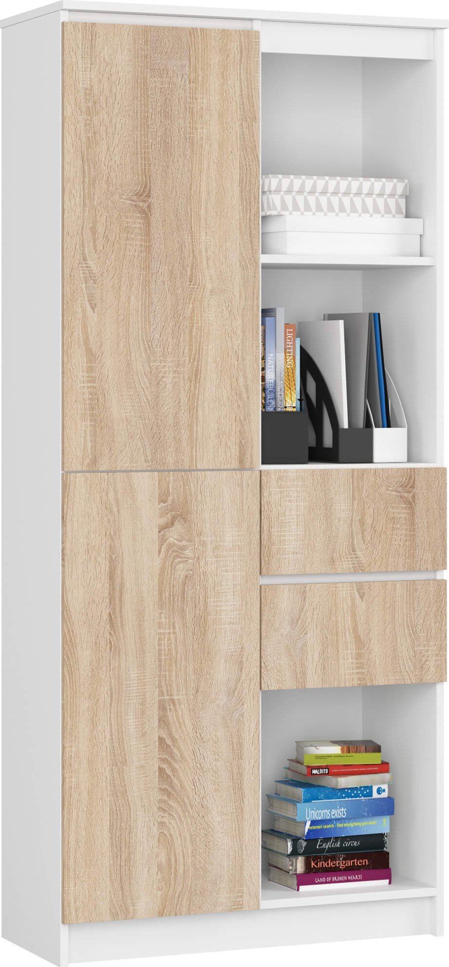 Fabryka Mebli Akord REGAŁ BIUROWY R 80 cm CLP R15 BIAŁY / SONOMA