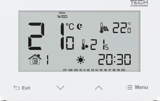 Tech Przewodowy regulator ST-293z v3 biały, pokojowy dwustanowy zasilany 230V szklany podtynkowy