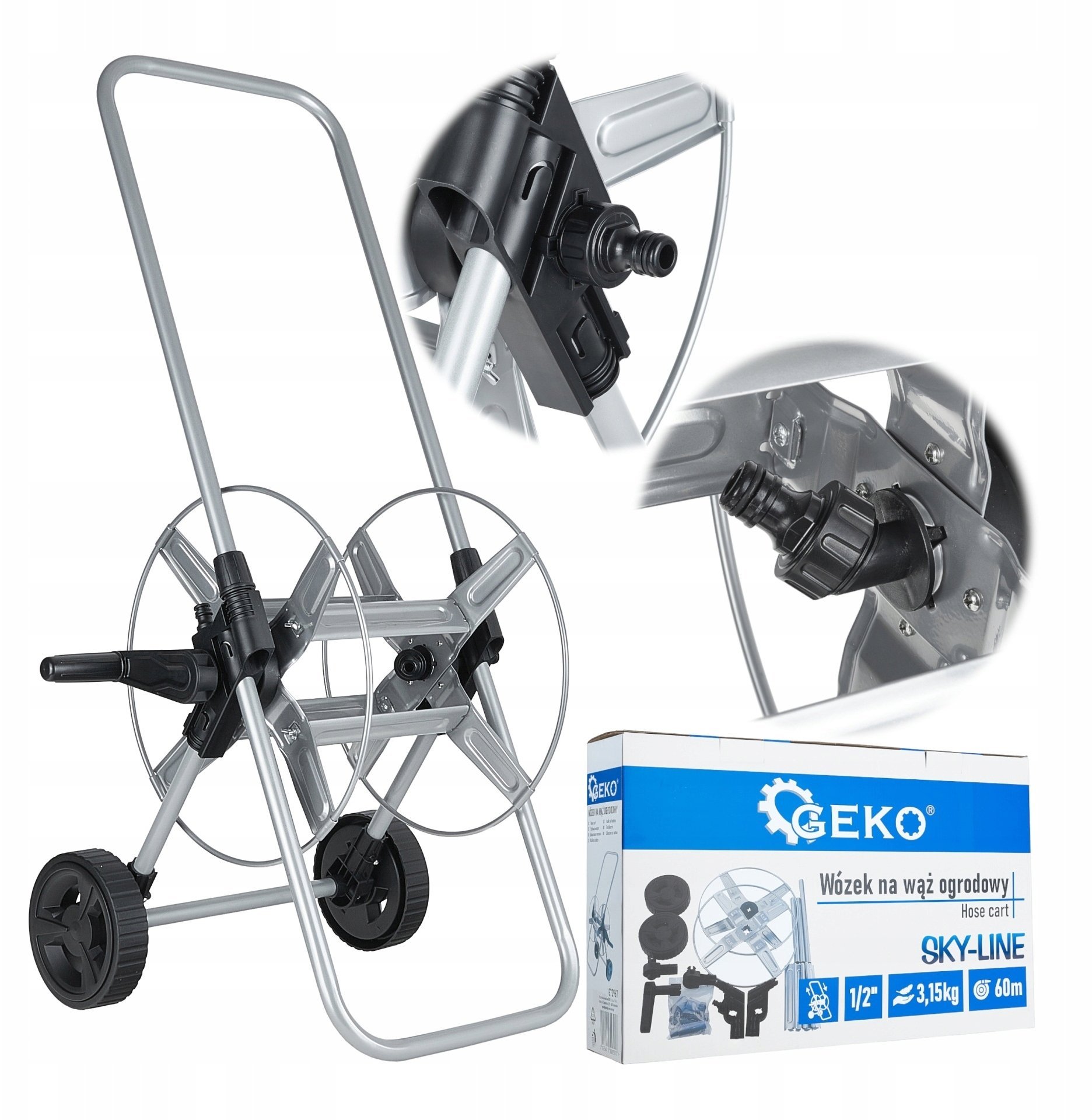 Wózek metalowy na wąż ogrodowy 1/2"=60m SKY-LINE (5)