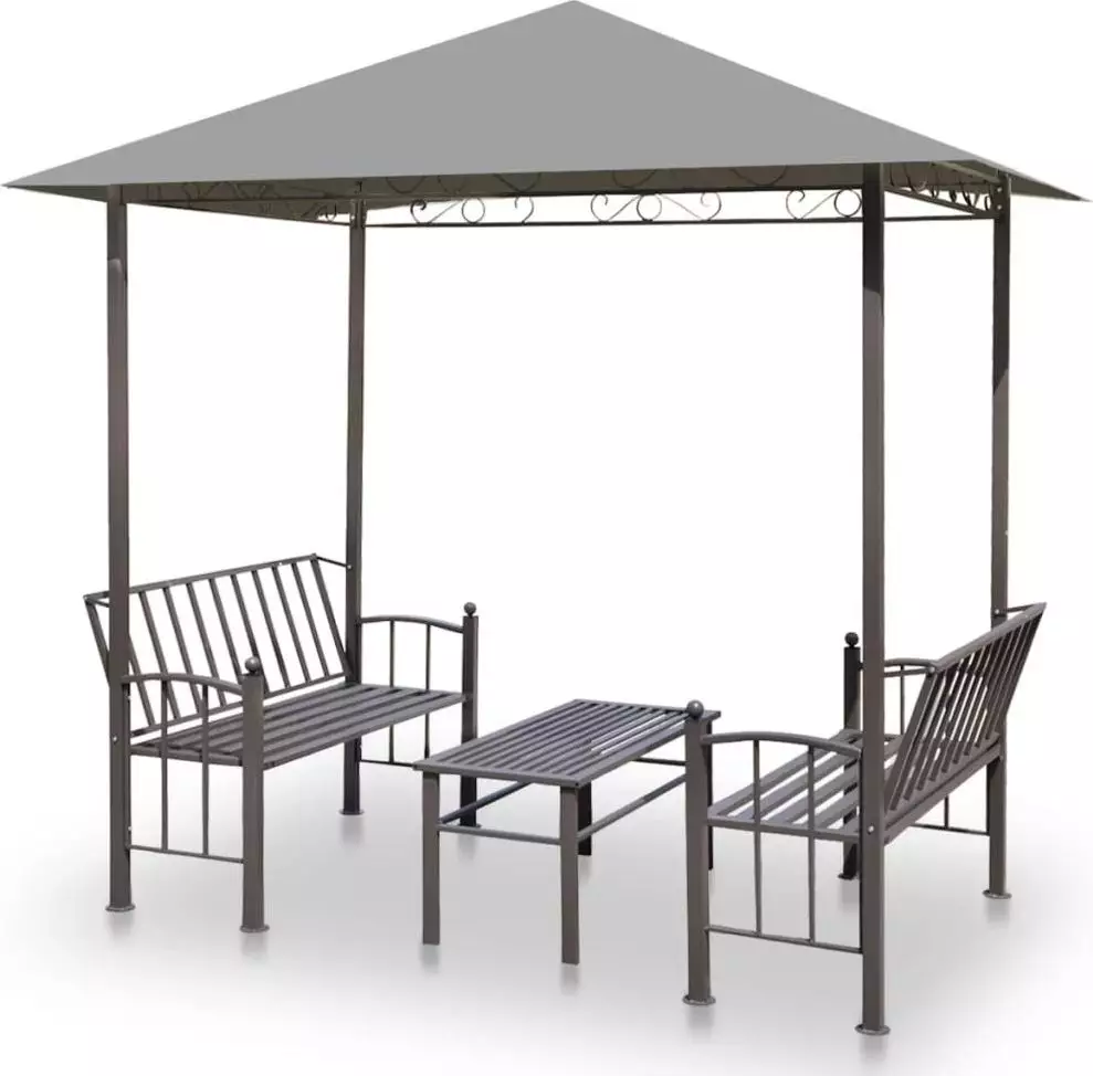 vidaXL Zadaszenie ogrodowe ze stołem i ławkami, 2,5x1,5x2,4m, antracyt