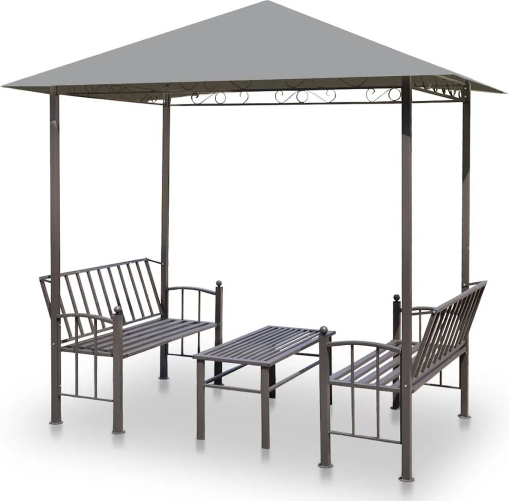 vidaXL Zadaszenie ogrodowe ze stołem i ławkami, 2,5x1,5x2,4m, antracyt