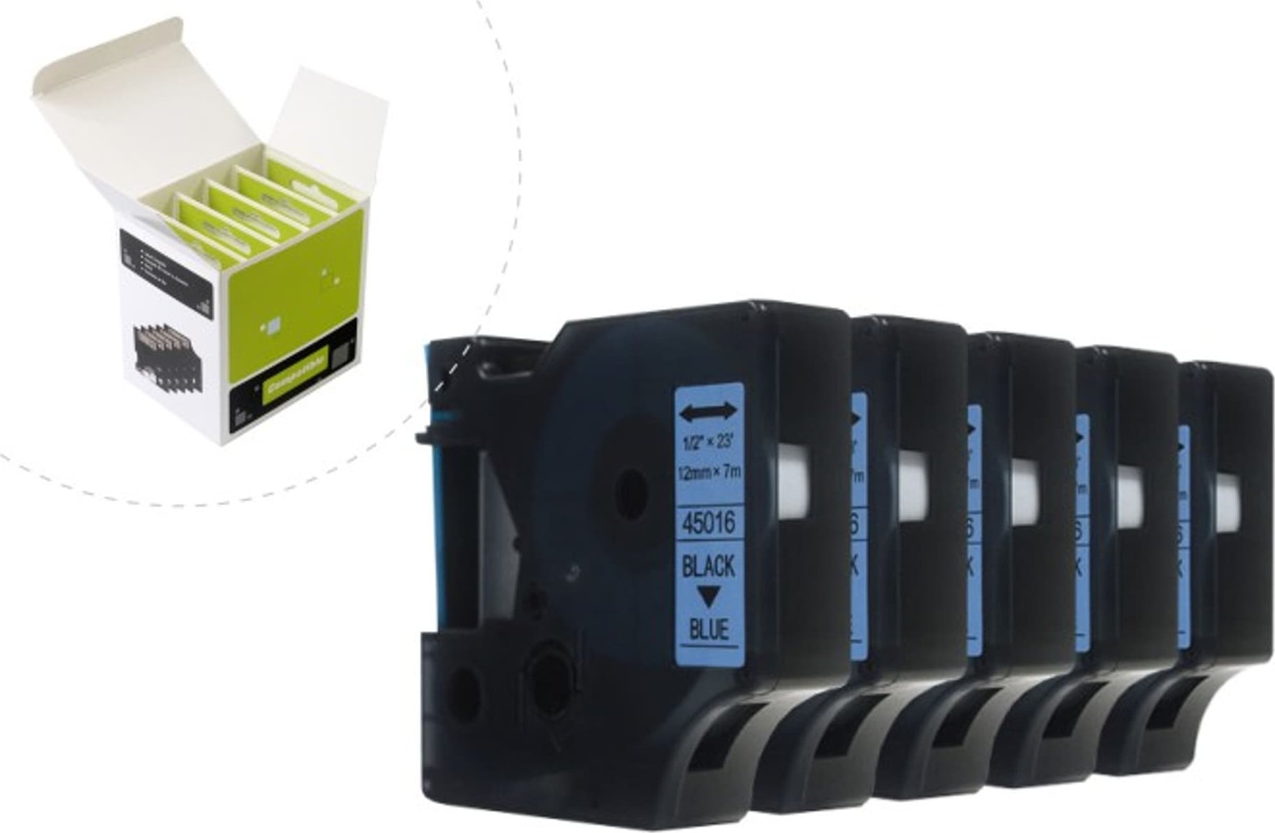 Dymo Taśma JetWorld Zamiennik Dymo D1 Czarny na Niebieskim 12mm x 7m (5szt.) LM100, LM100+, LM200, LM300, LM400, LM420P, LM350, LM350D, LM360D, LM450D