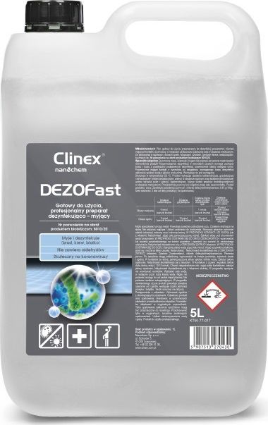 Clinex Profesjonalny preparat do mycia i dezynfekcji CLINEX Dezofast 5L, bakteriobójczy, wirusobójczy, grzybobójczy