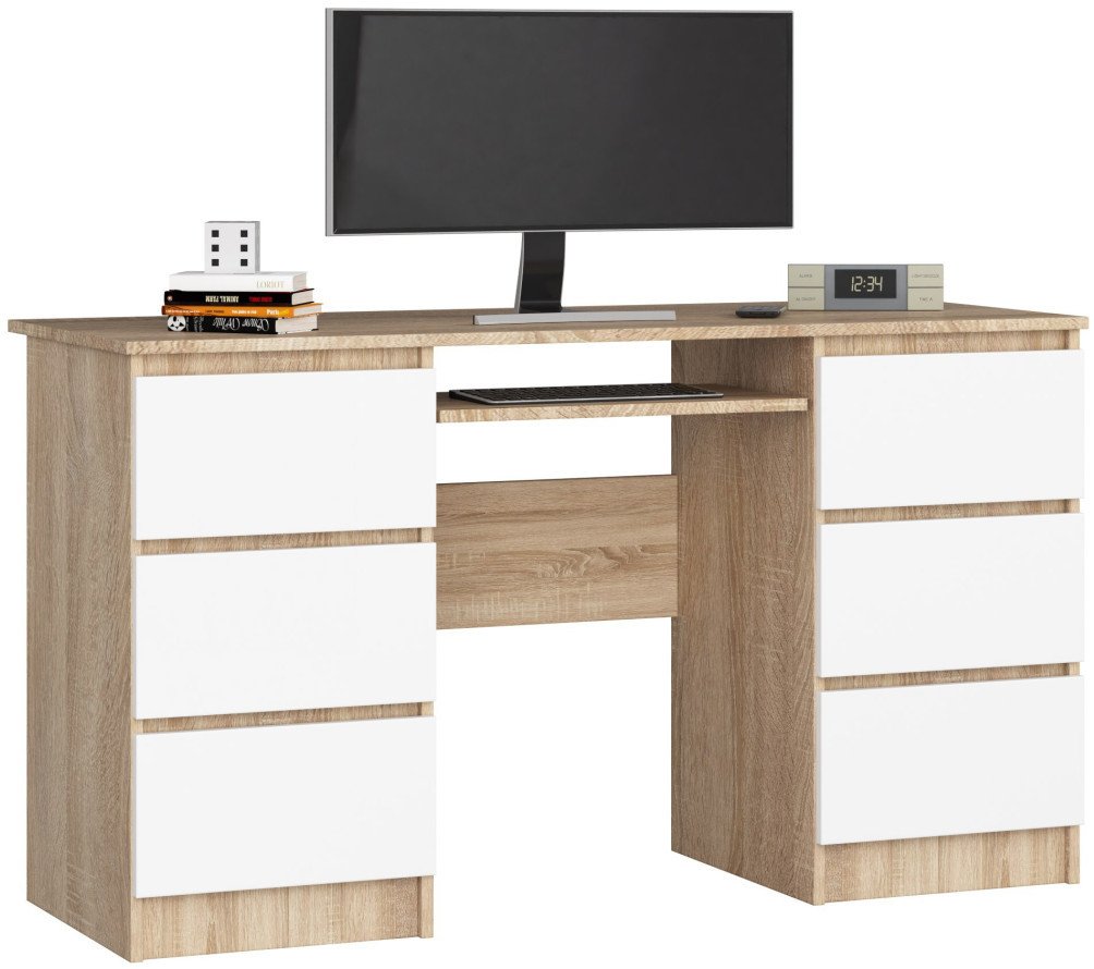 Biurko Fabryka Mebli Akord A-11 Biało-Beżowe 135 cm x 50 cm