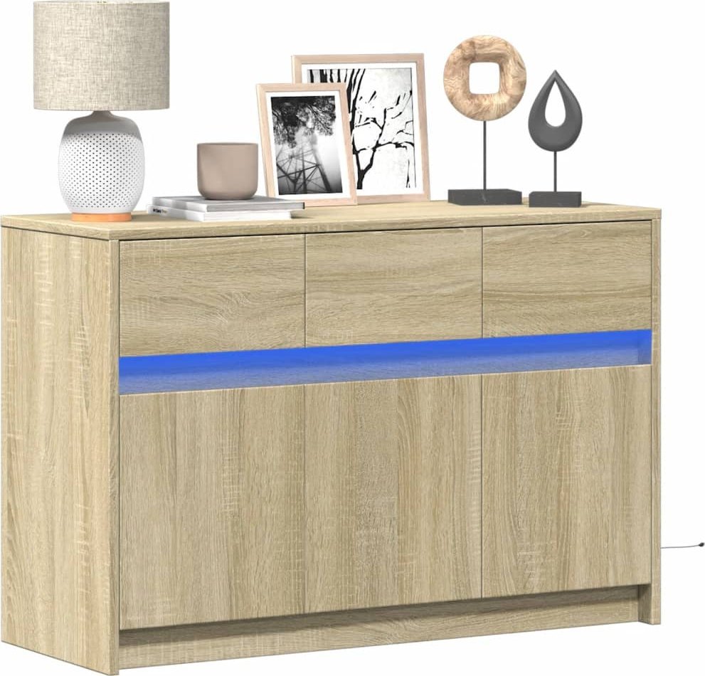 vidaXL vidaXL Szafka TV z LED, dąb sonoma, 91x34x61 cm