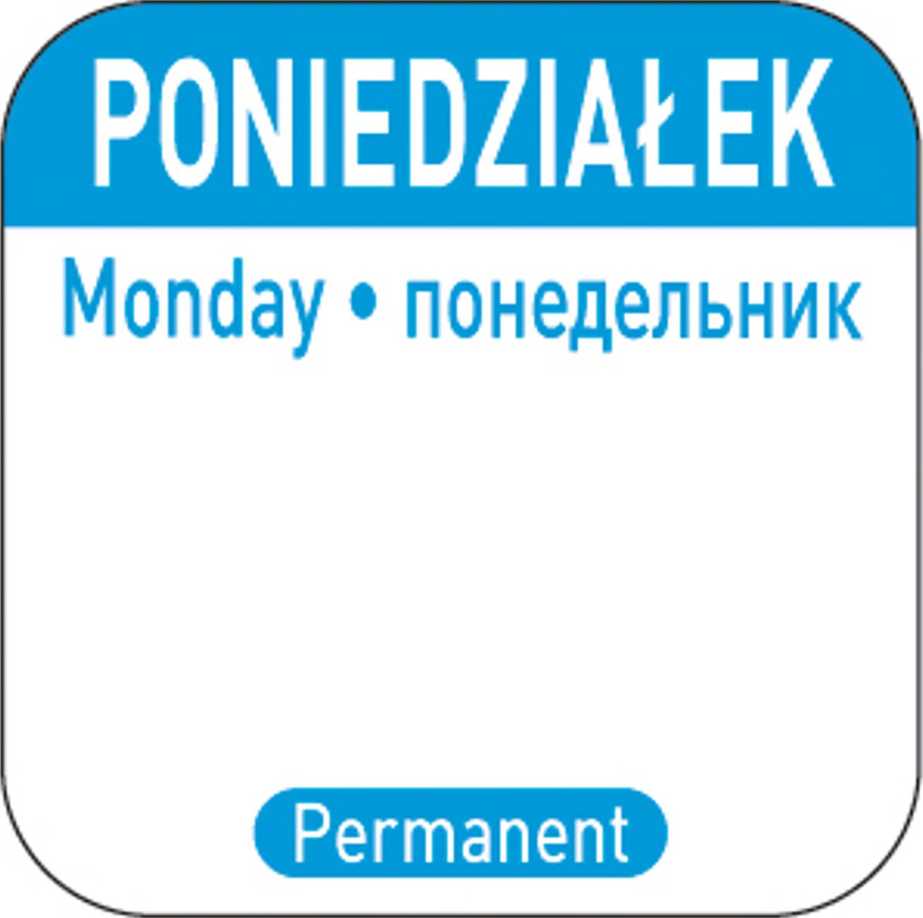 Hendi Naklejki food safety na pojemniki wielokrotnego użytku Poniedziałek PL RU EN 1000 szt. Hendi 850077 Naklejki food safety na pojemniki wielokrotn