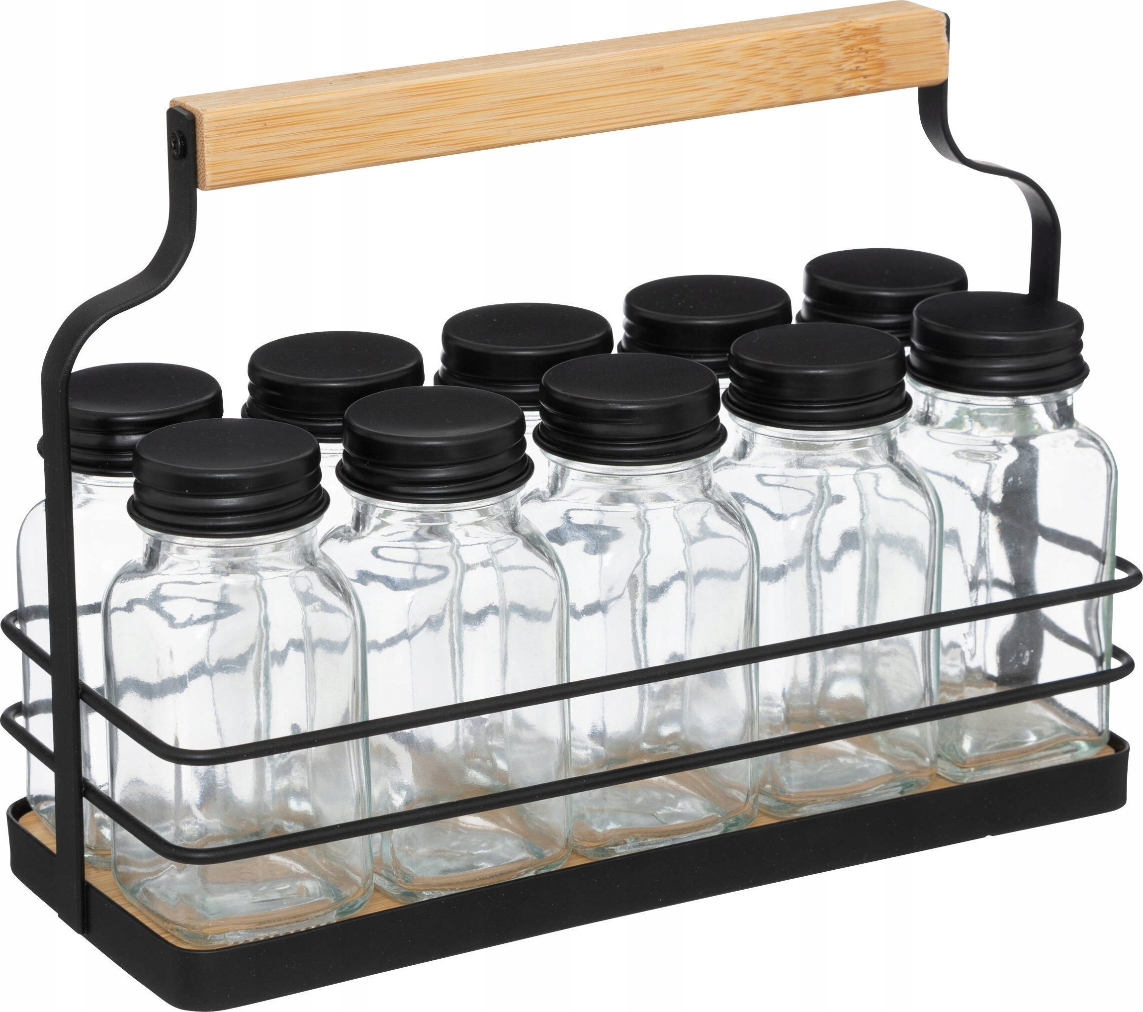 Organizer na przyprawy w formie koszyka, 10 słoiczków