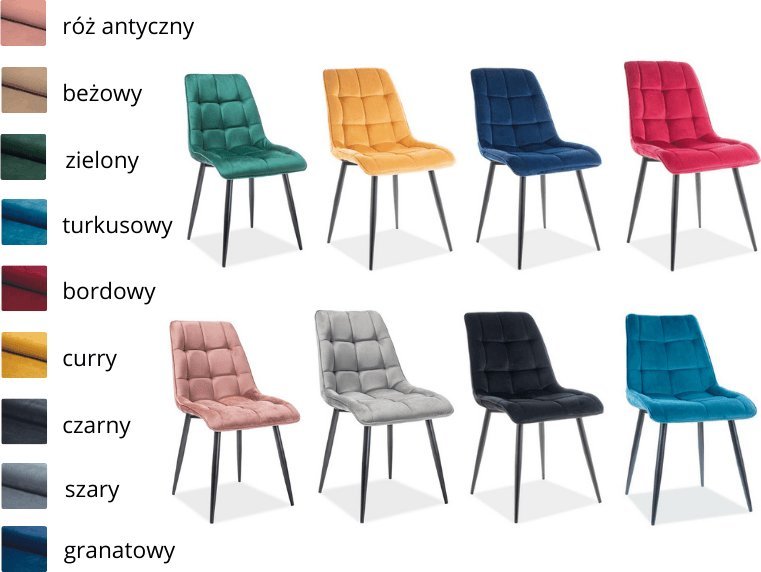 Signal Zestaw 8 krzeseł CHIC VELVET mix kolorów