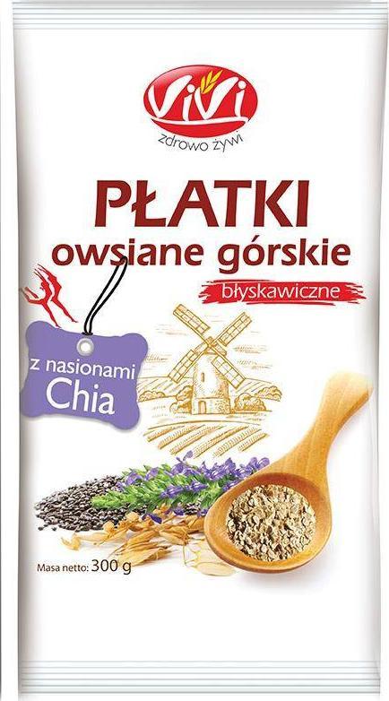 VIVI Płatki owsiane górskie z chia błyskawiczne 300 g