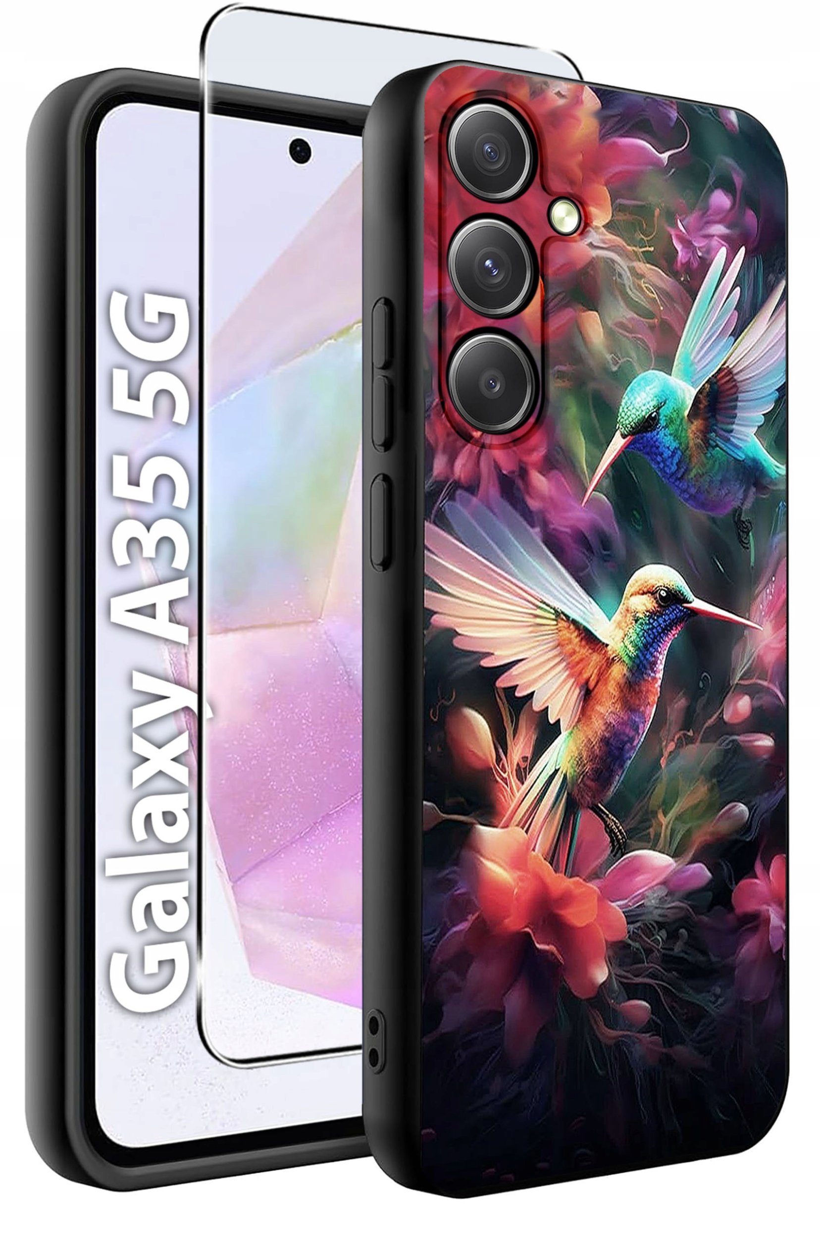 ETUI do Samsung A35 5G WZORY | SILIKONOWE MATT CASE + SZKŁO HARTOWANE 9H