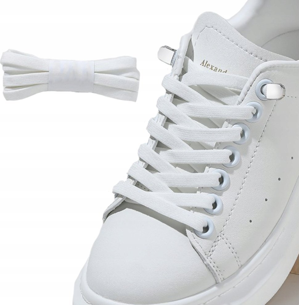 SZNUROWADŁA BEZ WIĄZANIA UNIWERSALNE SZNURÓWKI GUMOWE BIAŁE WH 100CM