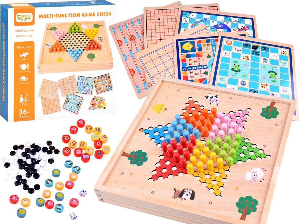 Jokomisiada Gra planszowa 8w1 drewniany zestaw gier