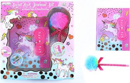 Coil Coil zestaw prezentowy pamiĘtnik z hasŁem dŁugopis z pomponem taŚma 3w1 unicorn jednoroŻec