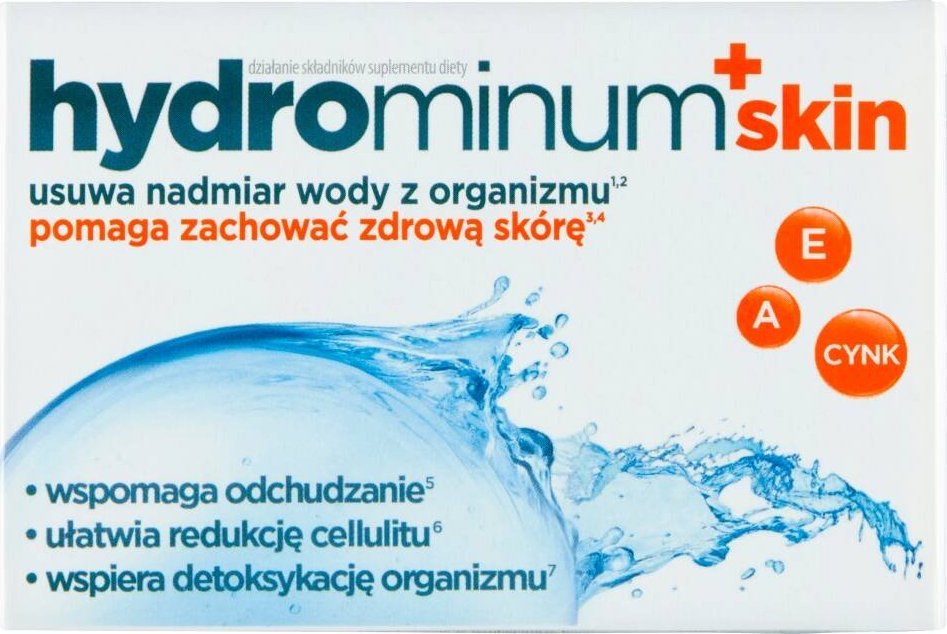HYDROMINUM_Skin suplement diety usuwający nadmiar wody z organizmu oraz pomagający zachować zdrową skórę 30 tabletek