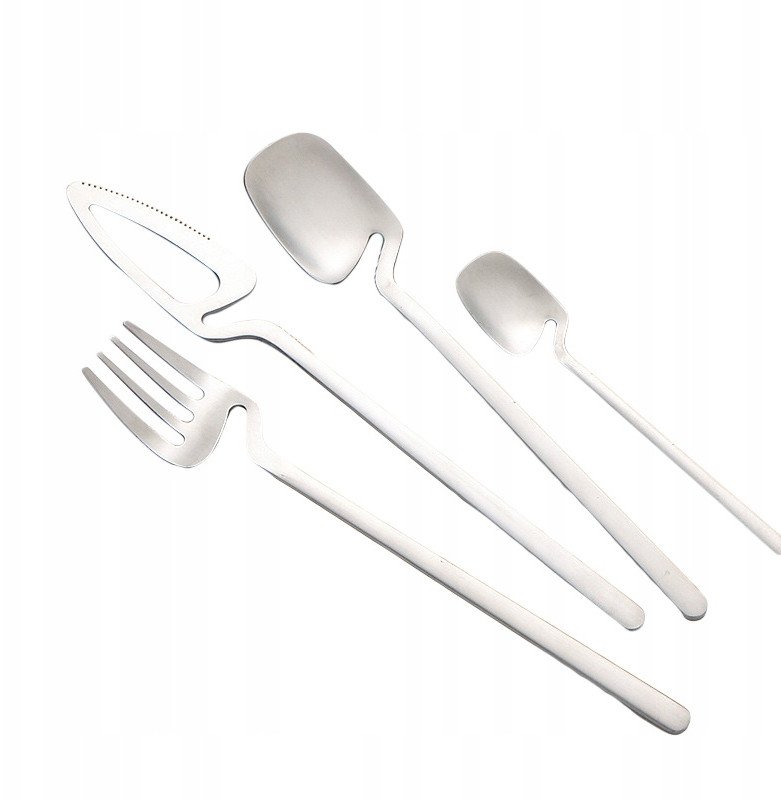 Zestaw SZTUĆCÓW Stal Nierdzewna Nowoczesne 32szt MATOWE Komplet SREBRNE