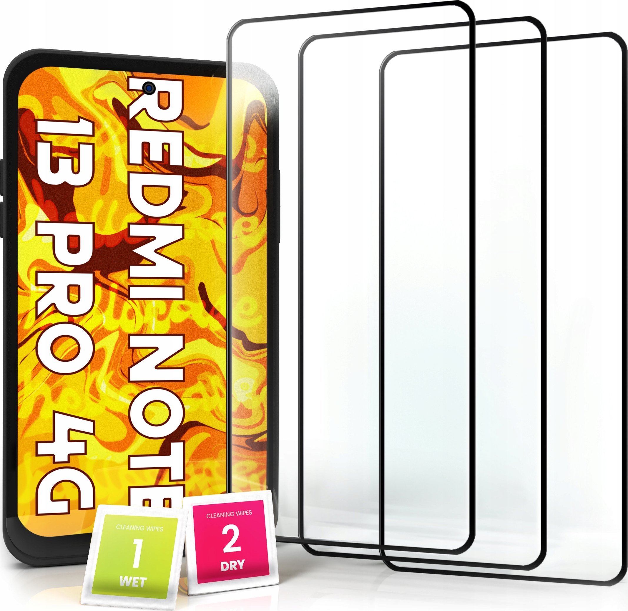 Hello Case 3-PAK Szkło Hartowane do Xiaomi Redmi Note 13 Pro 4G (9H, ochronne 5D)