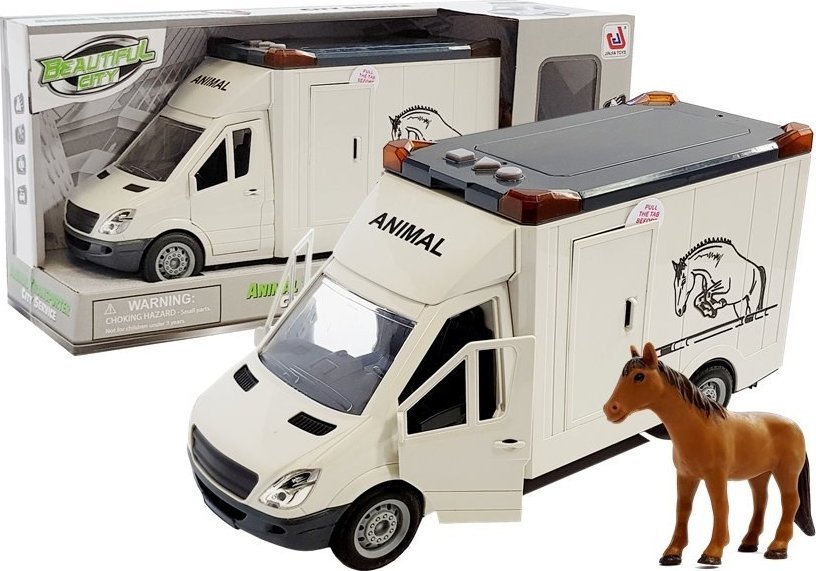 Ciężarówka Auto Pojazd do Transportu Koni Biały LEAN Toys