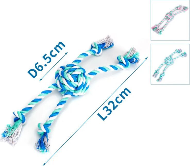 Nobleza Zabawka z bawełnianego sznura z piłką dla psa Zabawka z bawełnianego sznura z piłką dla psa