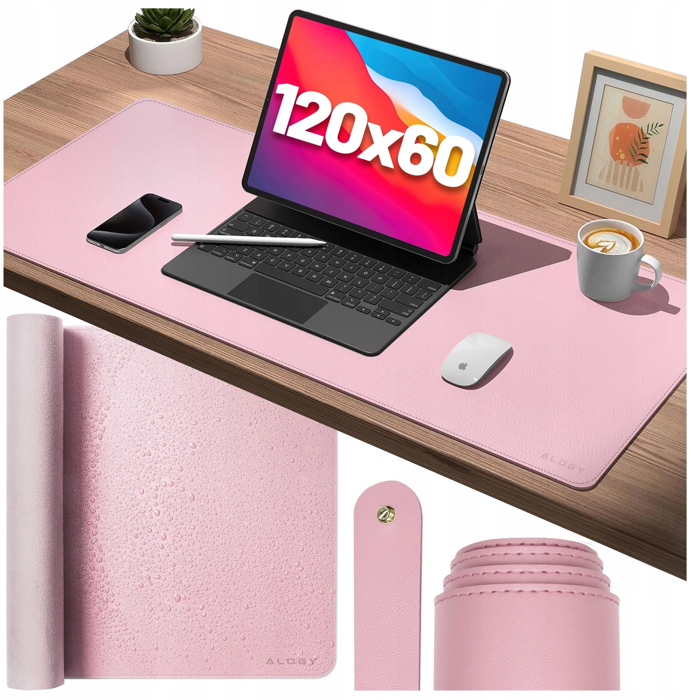 Alogy Podkładka na biurko 12060 cm - antypoślizgowa mata ochronna pod mysz i klawiaturę, stylowa i trwała