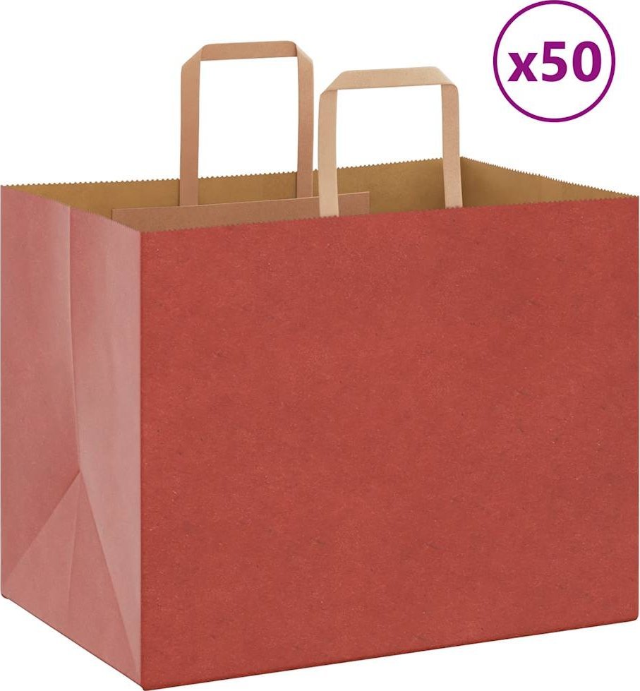 Torby papierowe 50 szt. z uchwytami czerwone 32x22x24 cm