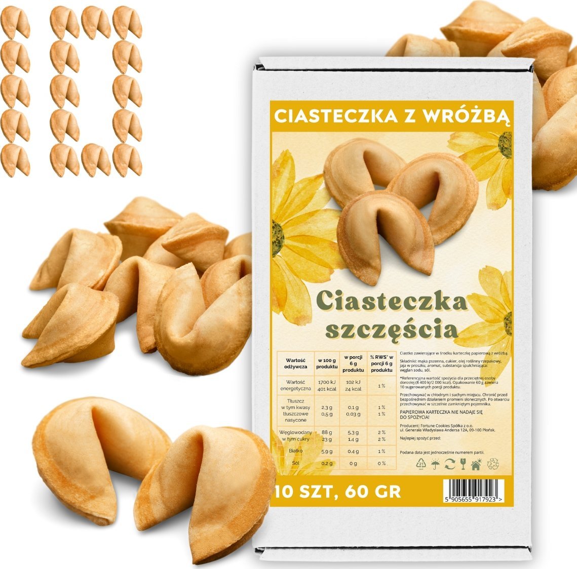 MagiaCiast Chińskie Ciasteczka z Wróżbą dla gości Ciasteczka Szczęścia klasyczne 10szt