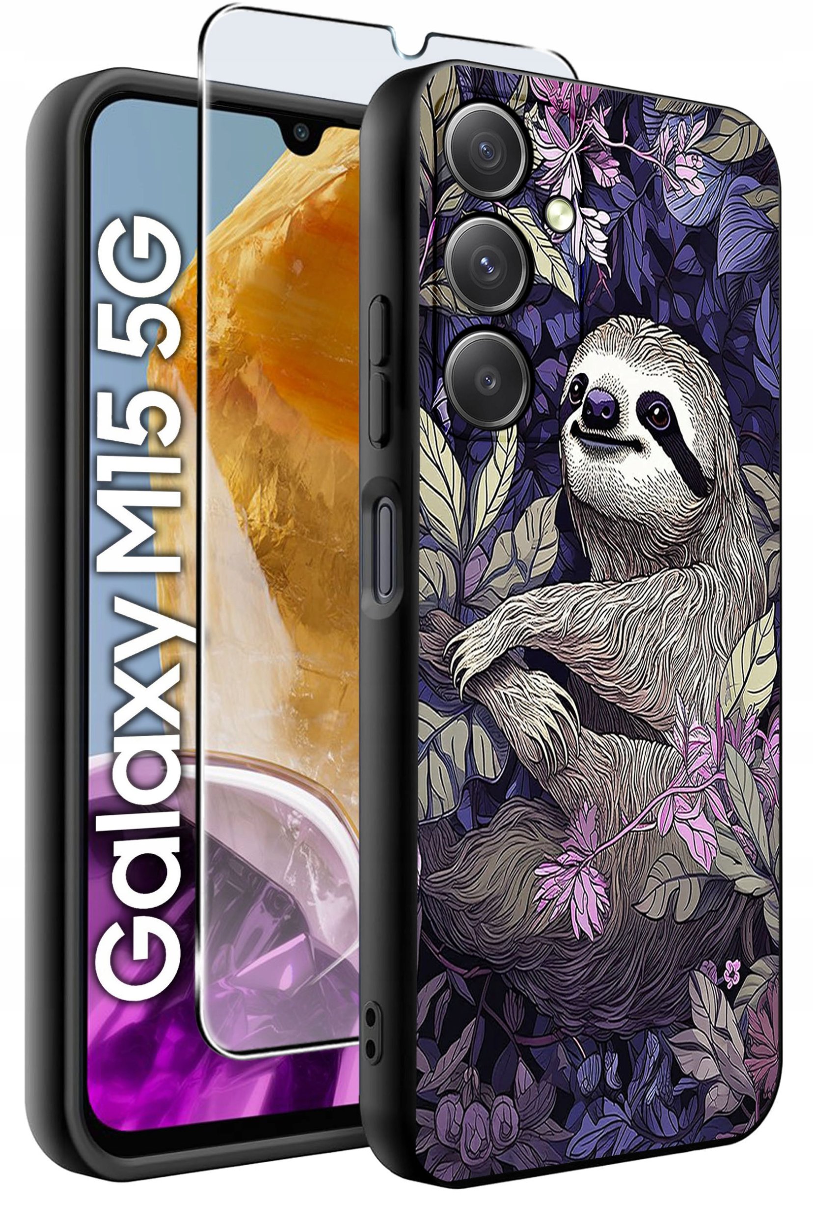 ETUI do Samsung M15 5G WZORY | SILIKONOWE MATT CASE + SZKŁO HARTOWANE 9H