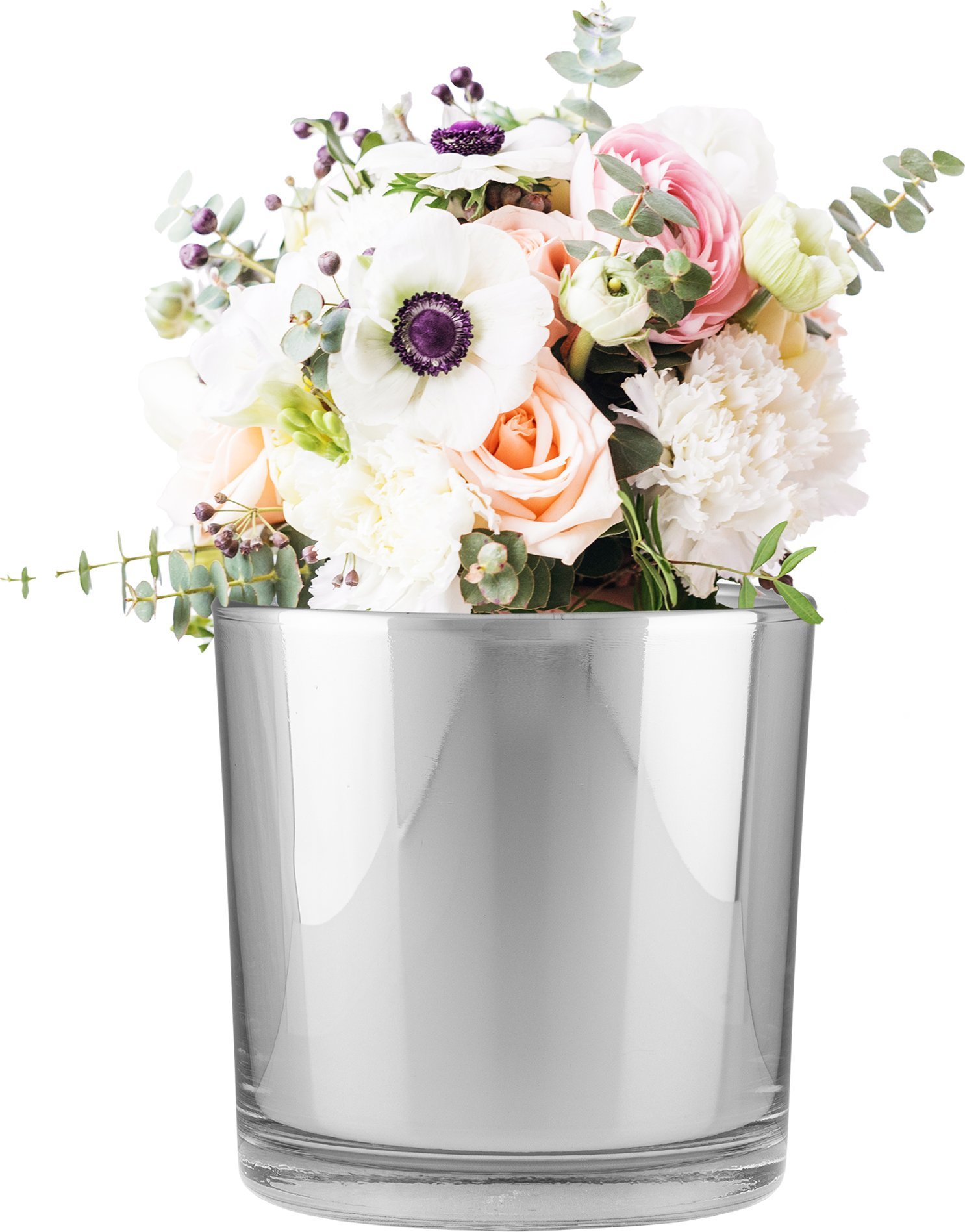 Trend Glass Wazon, osłonka na doniczkę srebrna 14 cm Crocus