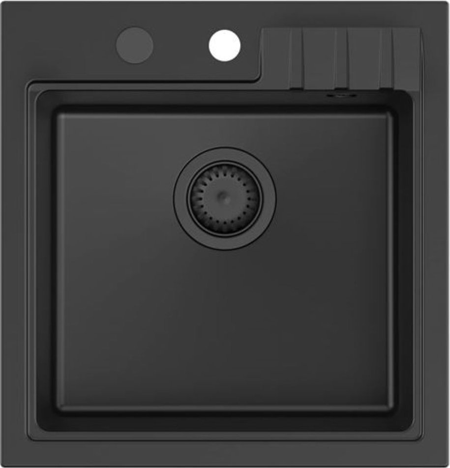 Zlewozmywak GraniteQ PETER 110 GraniteQ zlewozmywak granitowy pure carbon 1-komorowy z/o (50x52x20) z syfonem pure carbon