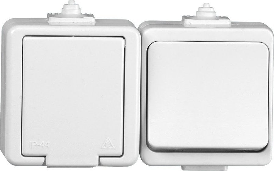 Timex JANTAR Gniazdo pojedyncze z/u + łącznik pojedynczy IP44 biały GWN-J