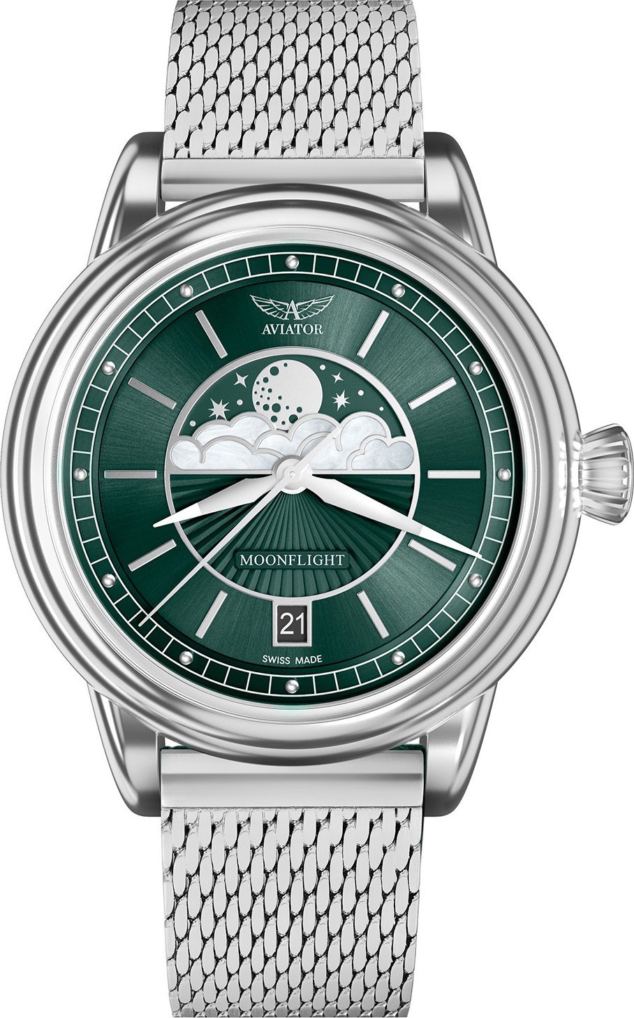 Zegarek Aviator Zegarek damski Aviator V.1.33.0.262.5 srebrny